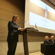 Rafael Correa, speaker in the Enrique d’Etigny Auditorium opening ceremony